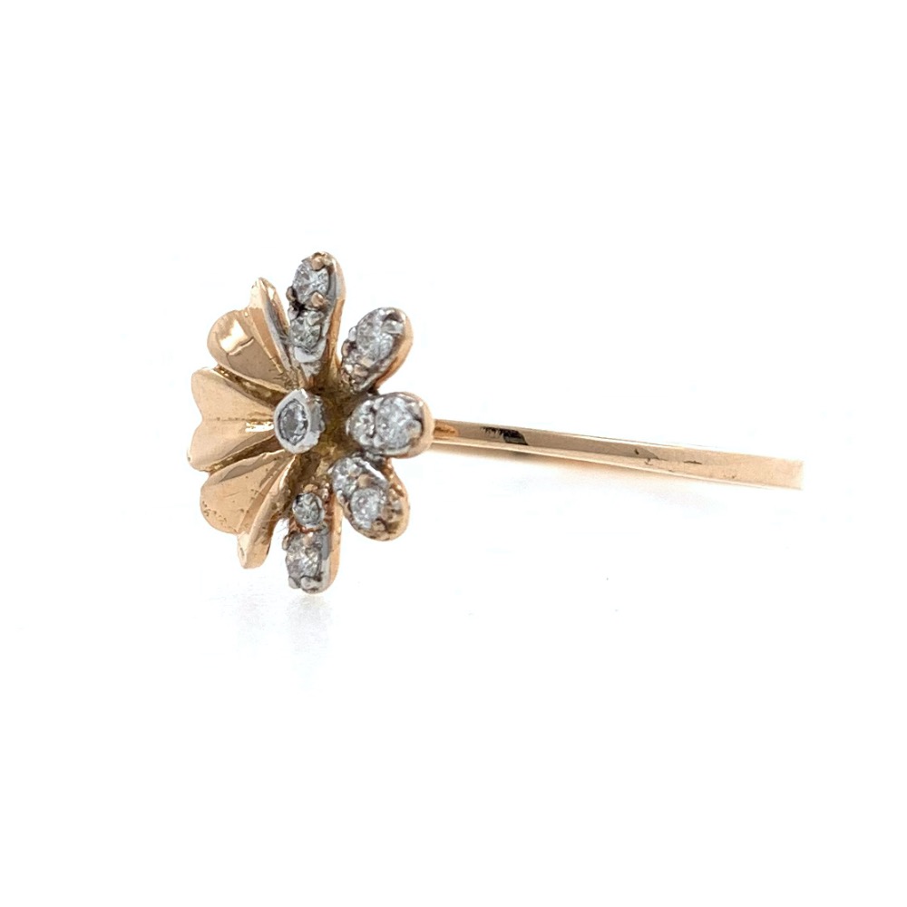 18kt / 750 Rose gold flower diamond ladies ring 9LR179