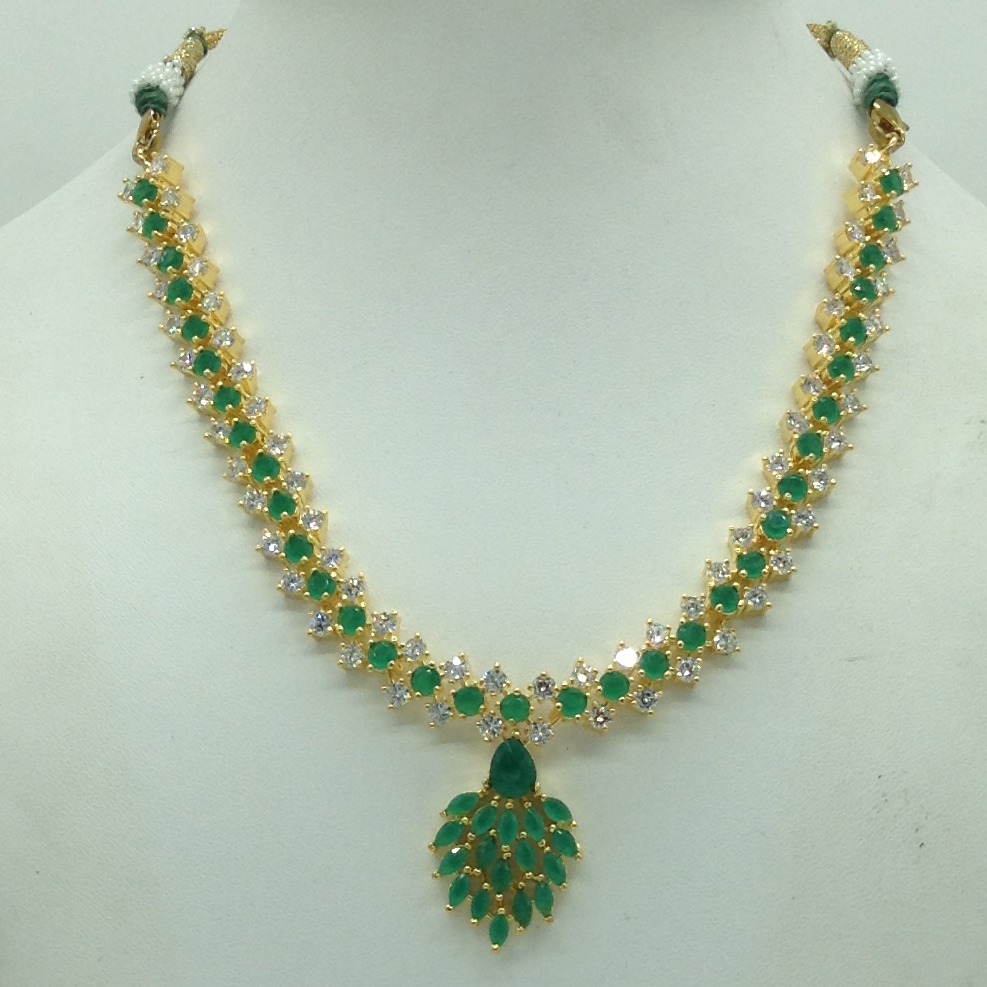 Green and white cz stones necklace set jnc0160