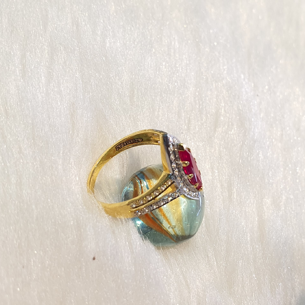 916 Gold russian ruby floral ring