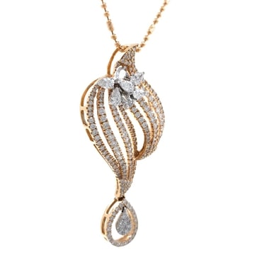 18k Gold And Diamond Designer Pendant Set
