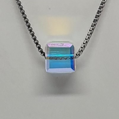 Silver 92.5 Swaroveki Crystal Aurora Cube