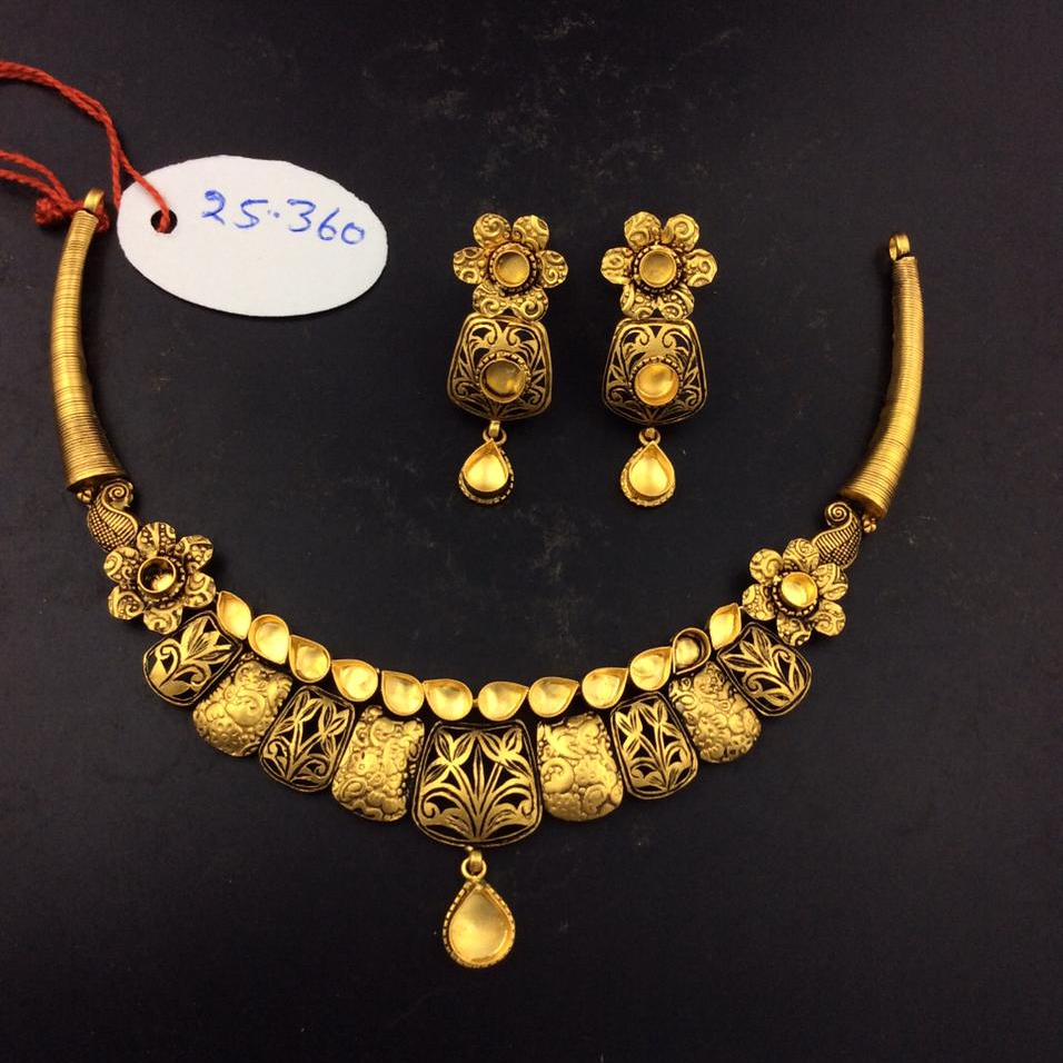 22K(916)Gold Ladies Antique Oxidised Necklace Set
