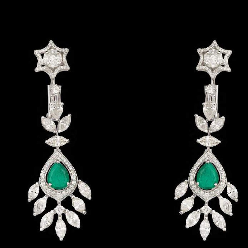 Diamonds and Emeralds Earrings JSJ0089