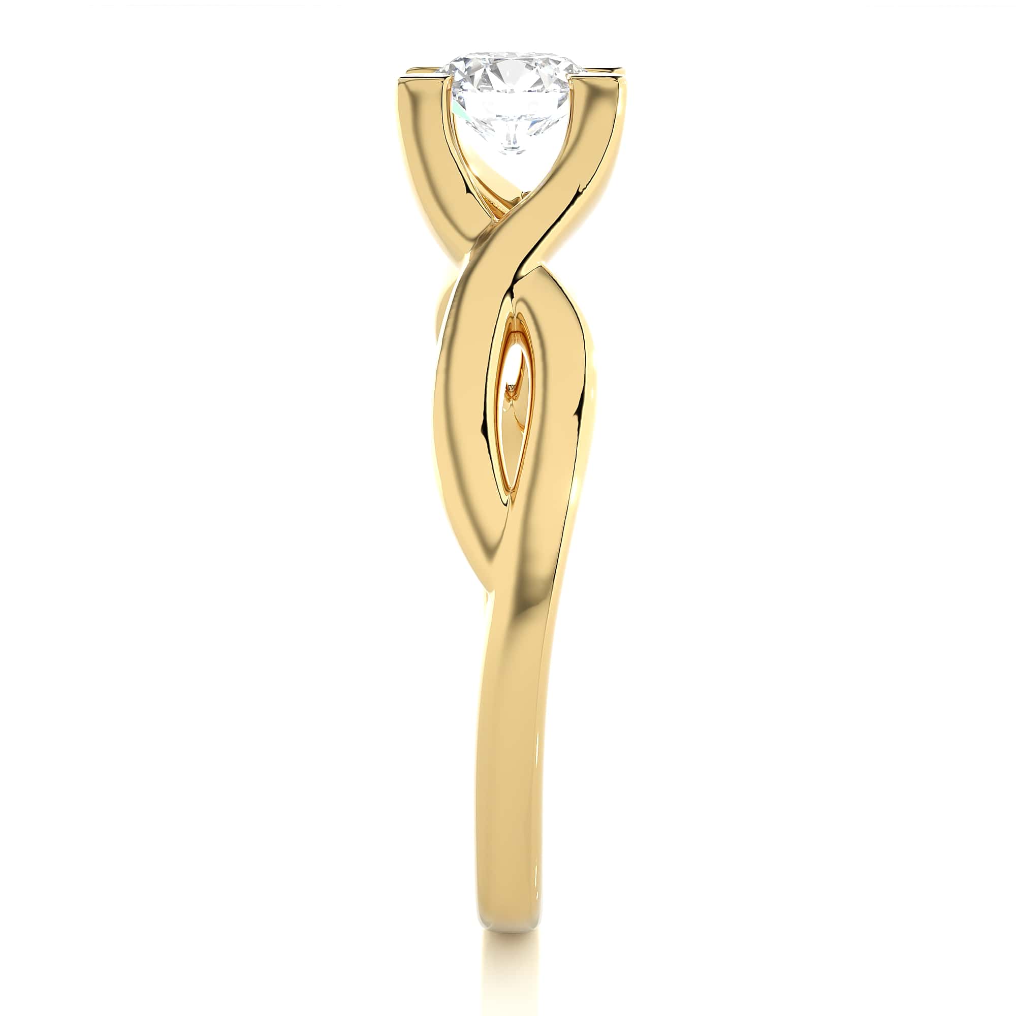 Designed Solitaire Ring YG