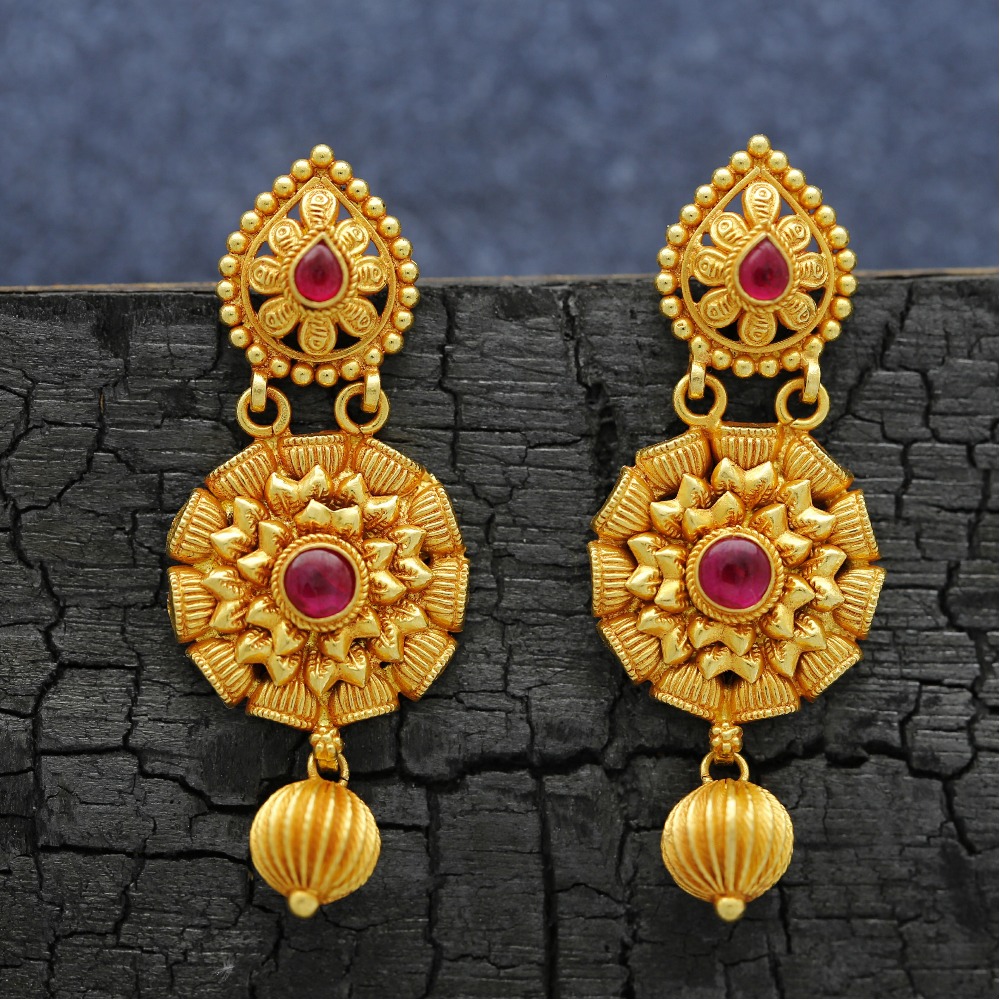 Alluring gold temple jewellery jhumka