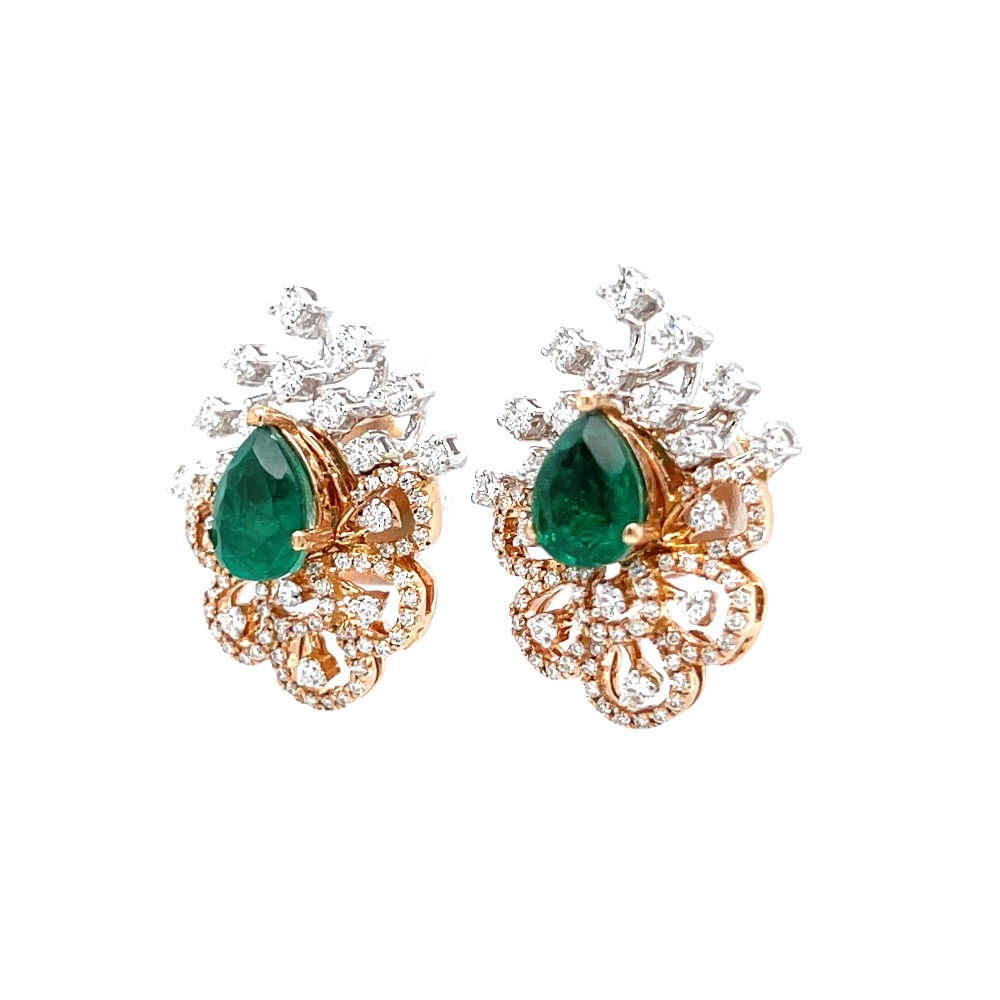 Tear drop shaped diamond tops with green stone 0top110