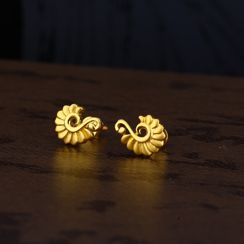 Ladies 22k Gold Casting Plain Earring -LPE155