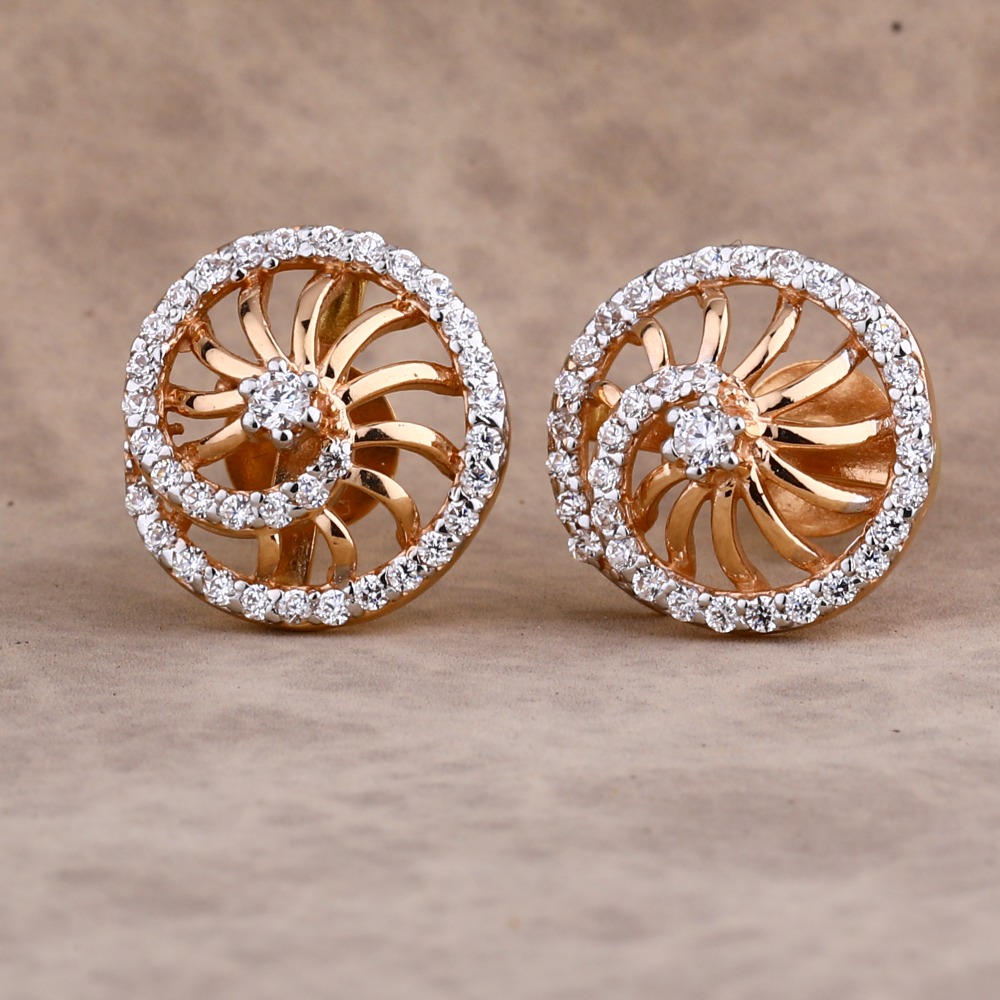 750 Rose Gold Designer Ladies Earring RE163