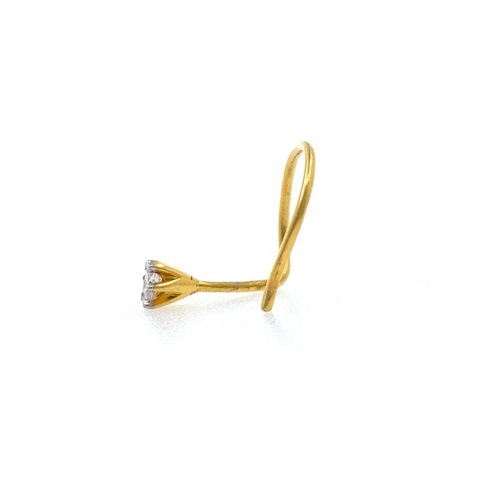 18kt / 750 yellow gold classic single 0.03 cts diamond nose pin 9np61