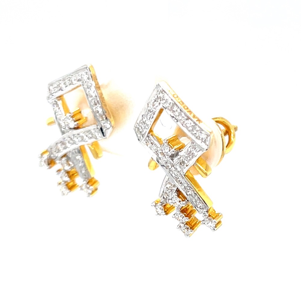 Kite shaped 18 karat hallmarked diamond earrings pair 6top90