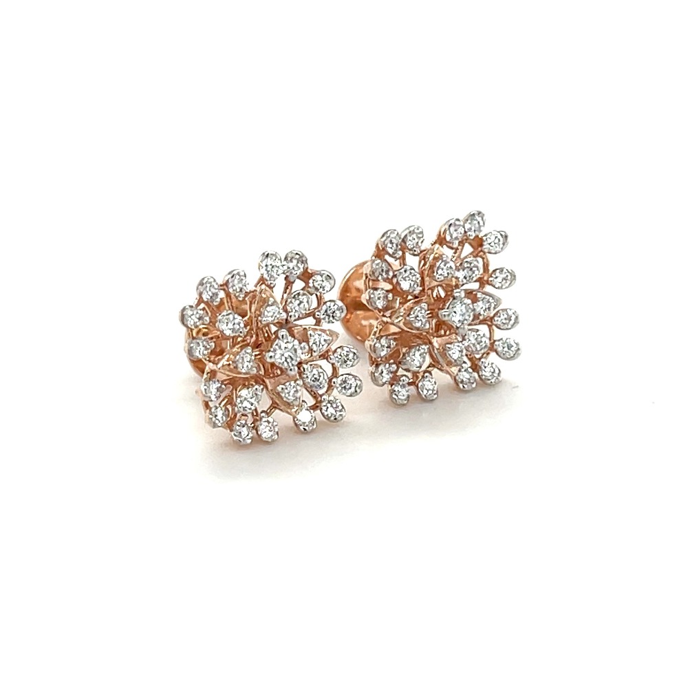 14k white gold diamond halo snowflake stud earrings