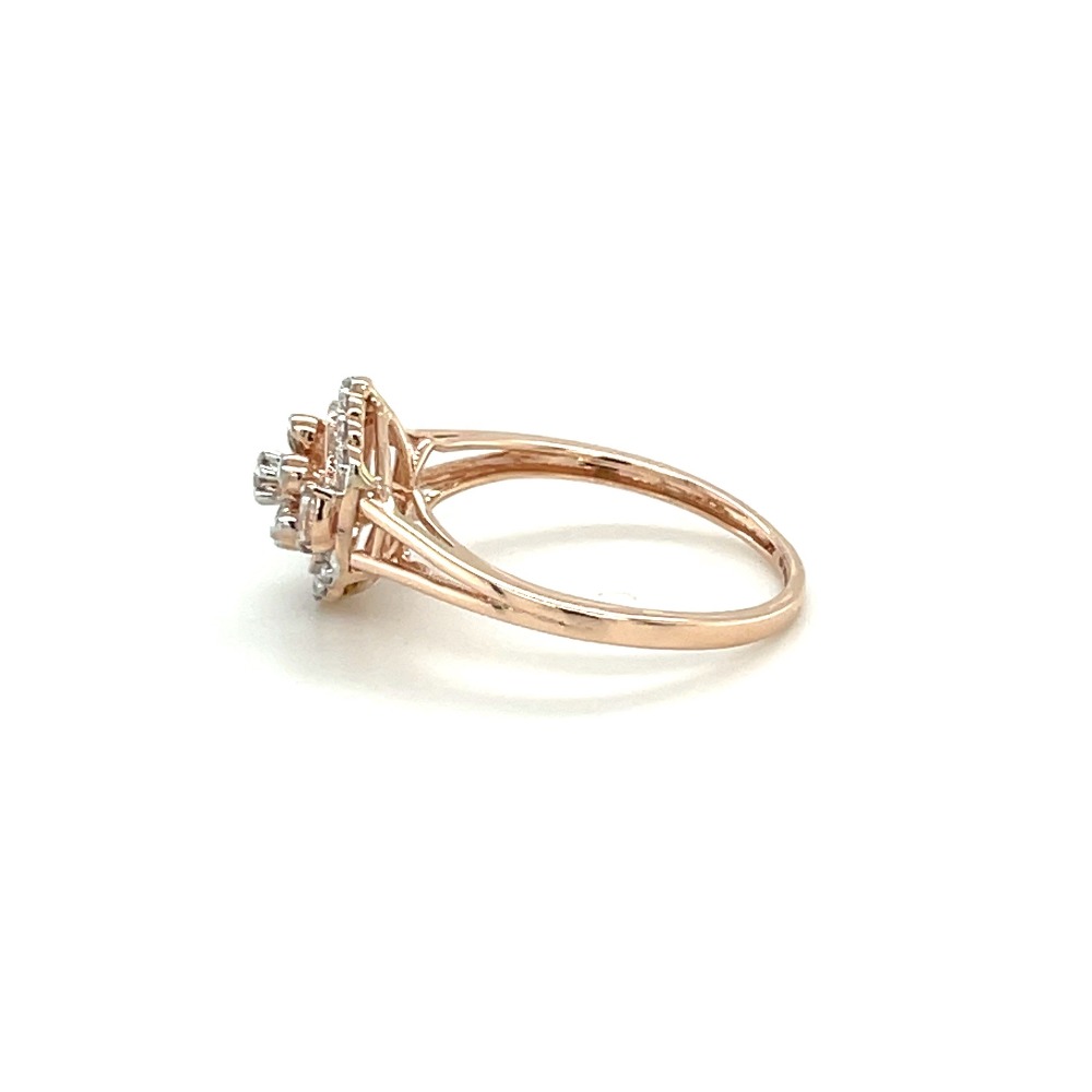 14k Rose Gold Diamond Une Fluer Halo Ring