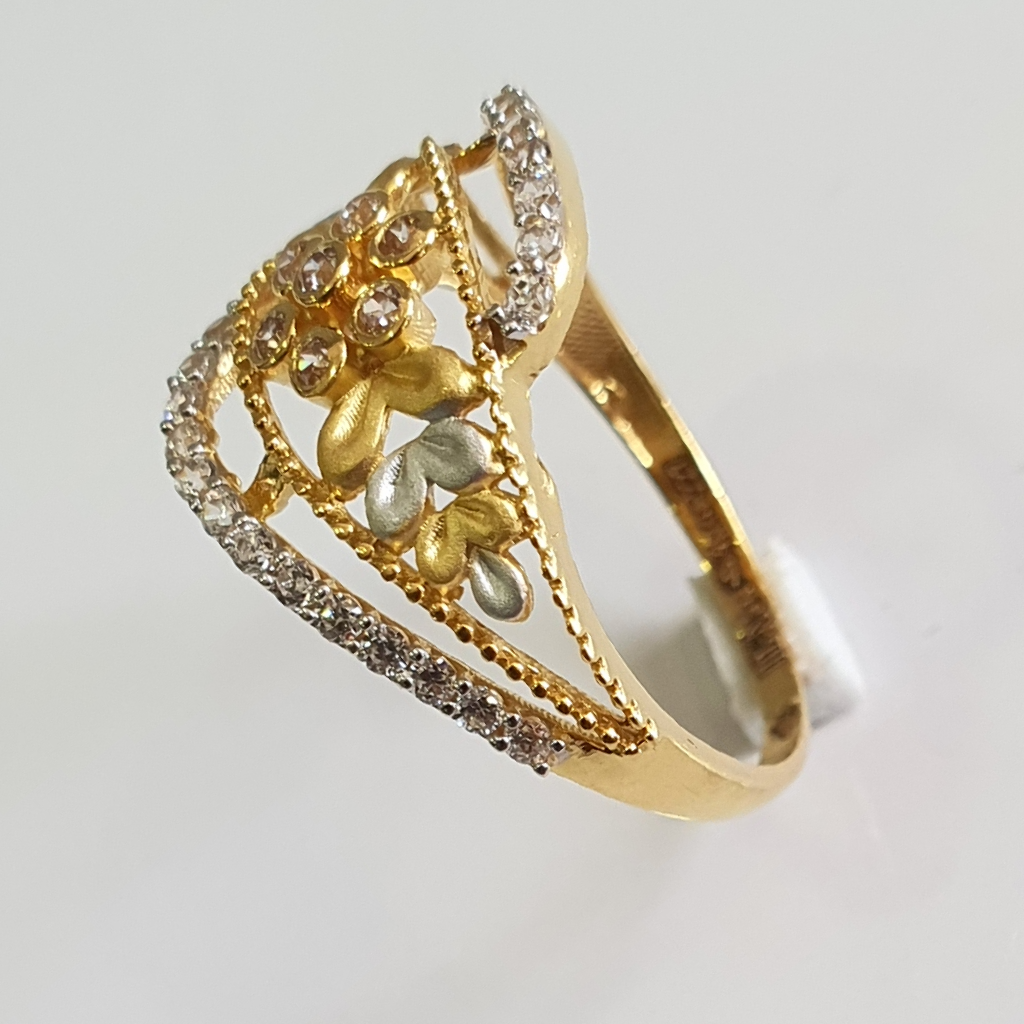 22K Yellow Gold Women's Ring W/ Beaded Filigree, Meenakari Details & C –  Virani Jewelers
