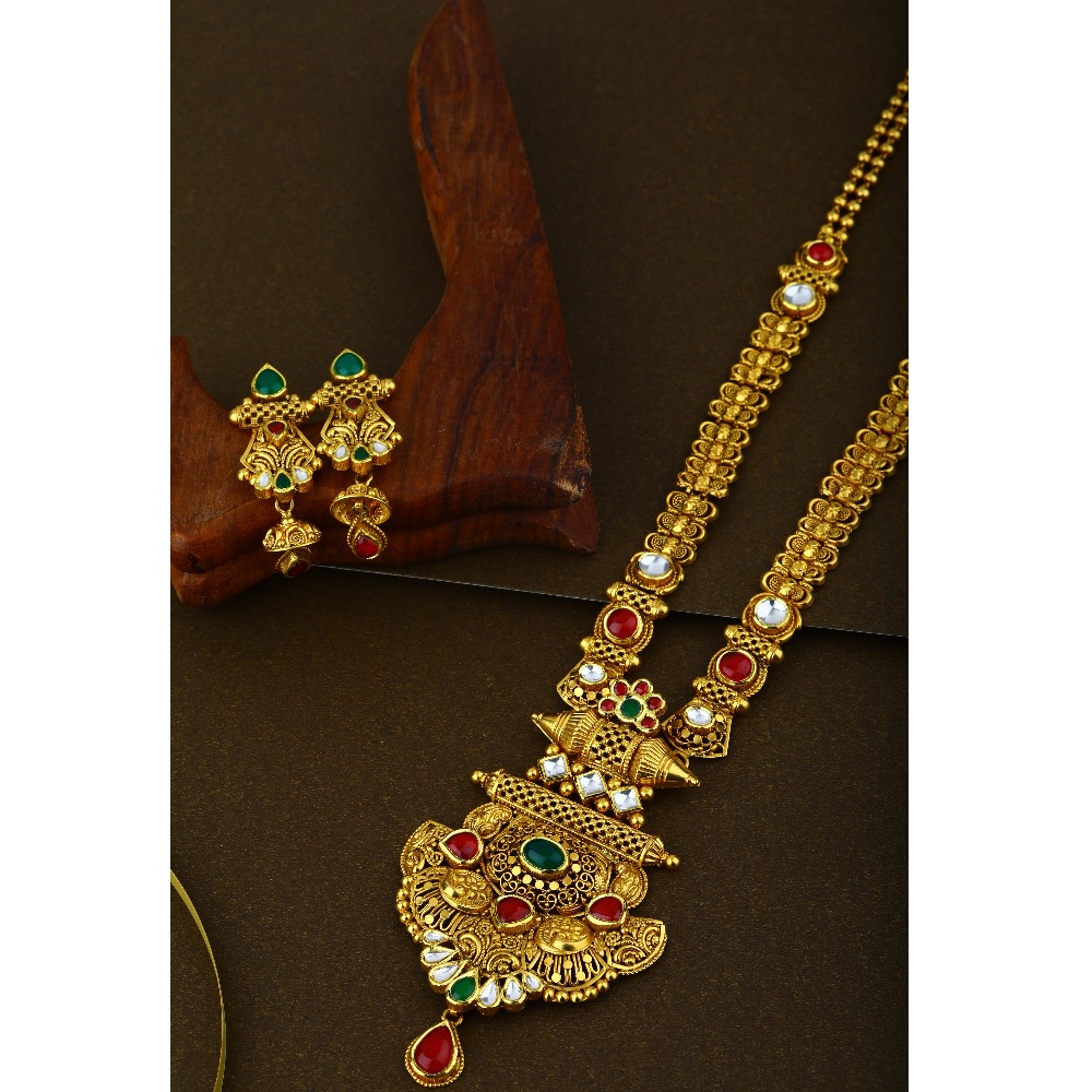 916 Hallmark Gold Premium Antique long necklace set 