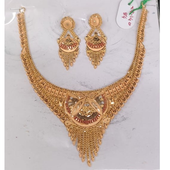 22K Gold Necklace & Drop Earrings Set - 235-GS137 in 35.500 Grams