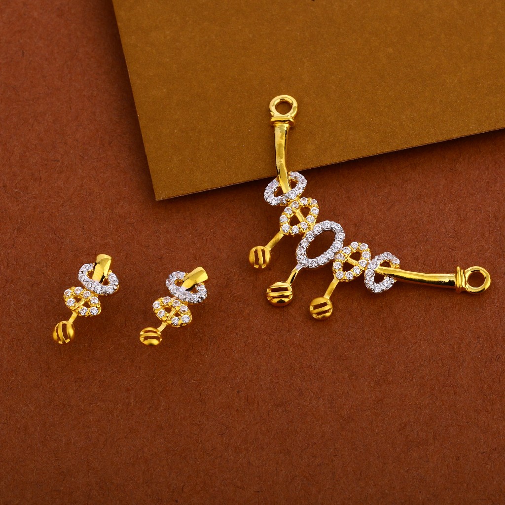 916 Gold Cz Mangalsutra Fancy Pendant Set MP260