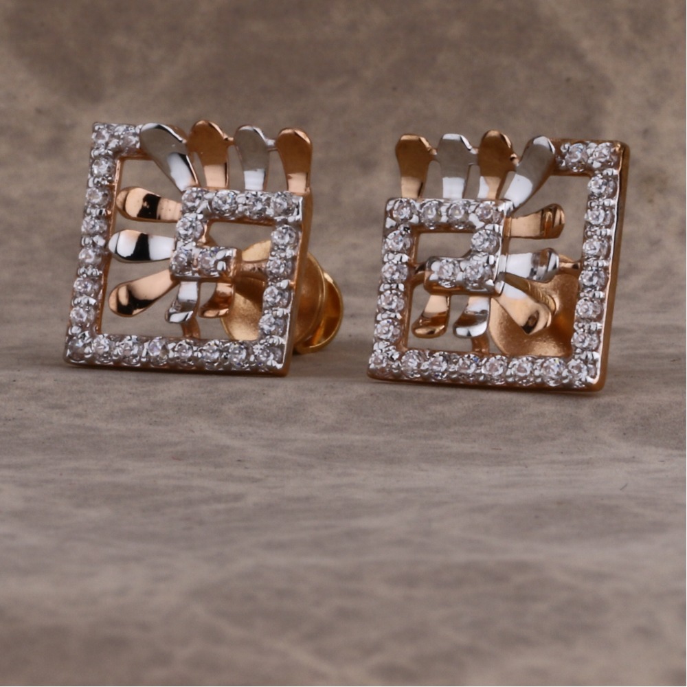 18KT Rose Gold CZ Women's Delicate Hallmark Earring RE224