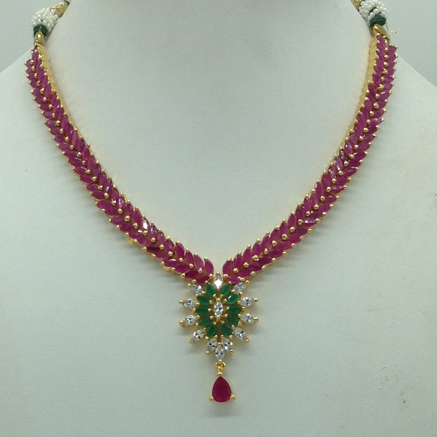 Multicolour cz stones necklace set jnc0171