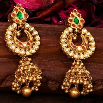 22KT/ 916 Gold antique bridle Jhumka earrings for ladies