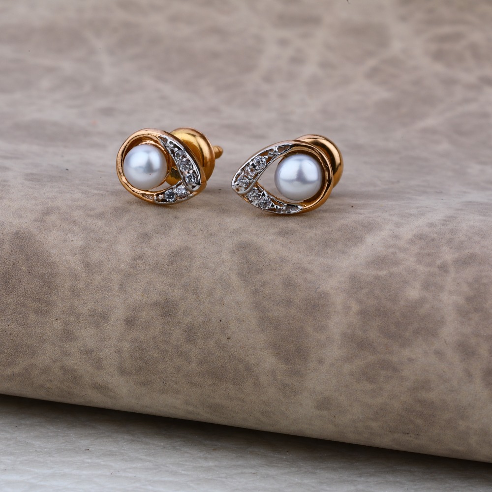 Ladies 18K Rose Gold Round Earring -RE23