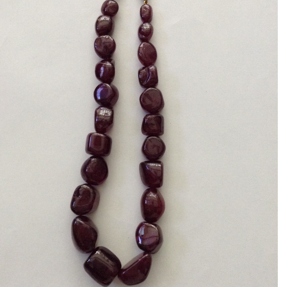 Natural red ruby glass filled oval tumbles mala JSR0103