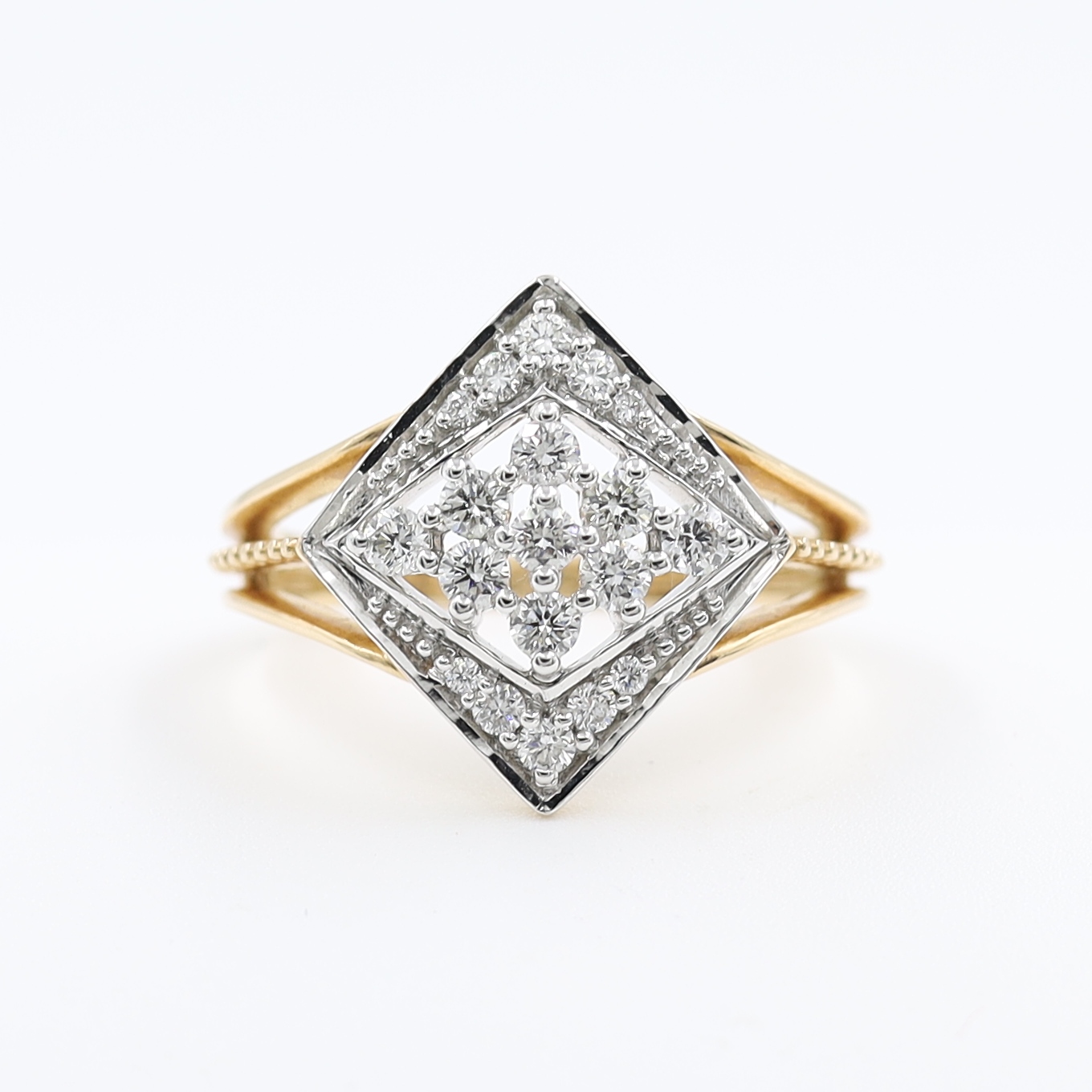 Art Deco square shaped diamond cluster engagement ring