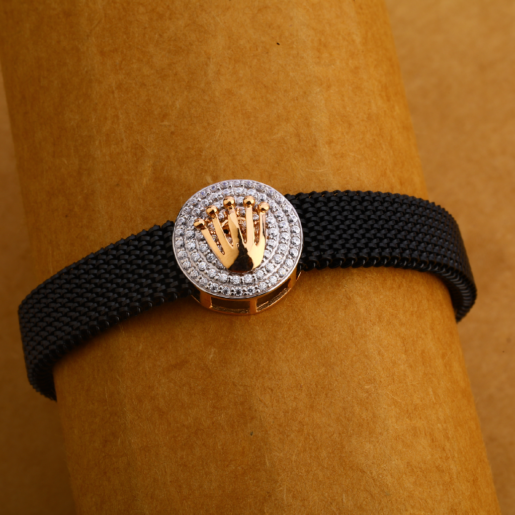 18KT Rose Gold mens Hallmark Leather Bracelet MLB211