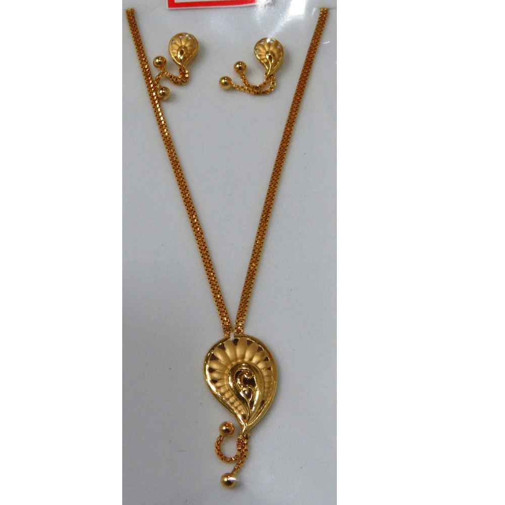 22kt Gold Cz Casting chain pendant Set