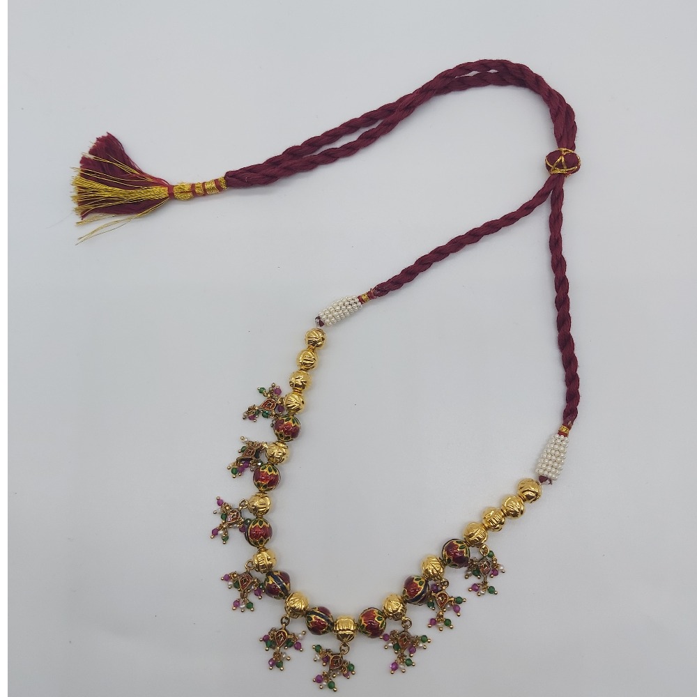 Indian traditional gold necklace set in jadtar