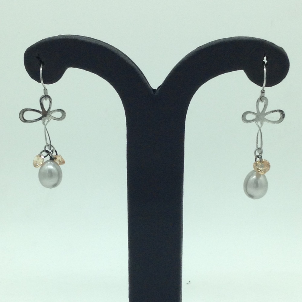 Pearl CZ Silver Ear Hangings JER0145