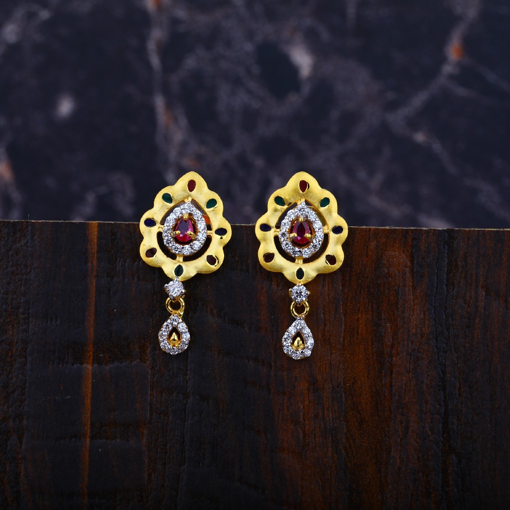 Ladies Fancy Gold Diamond Earrings-LFE19