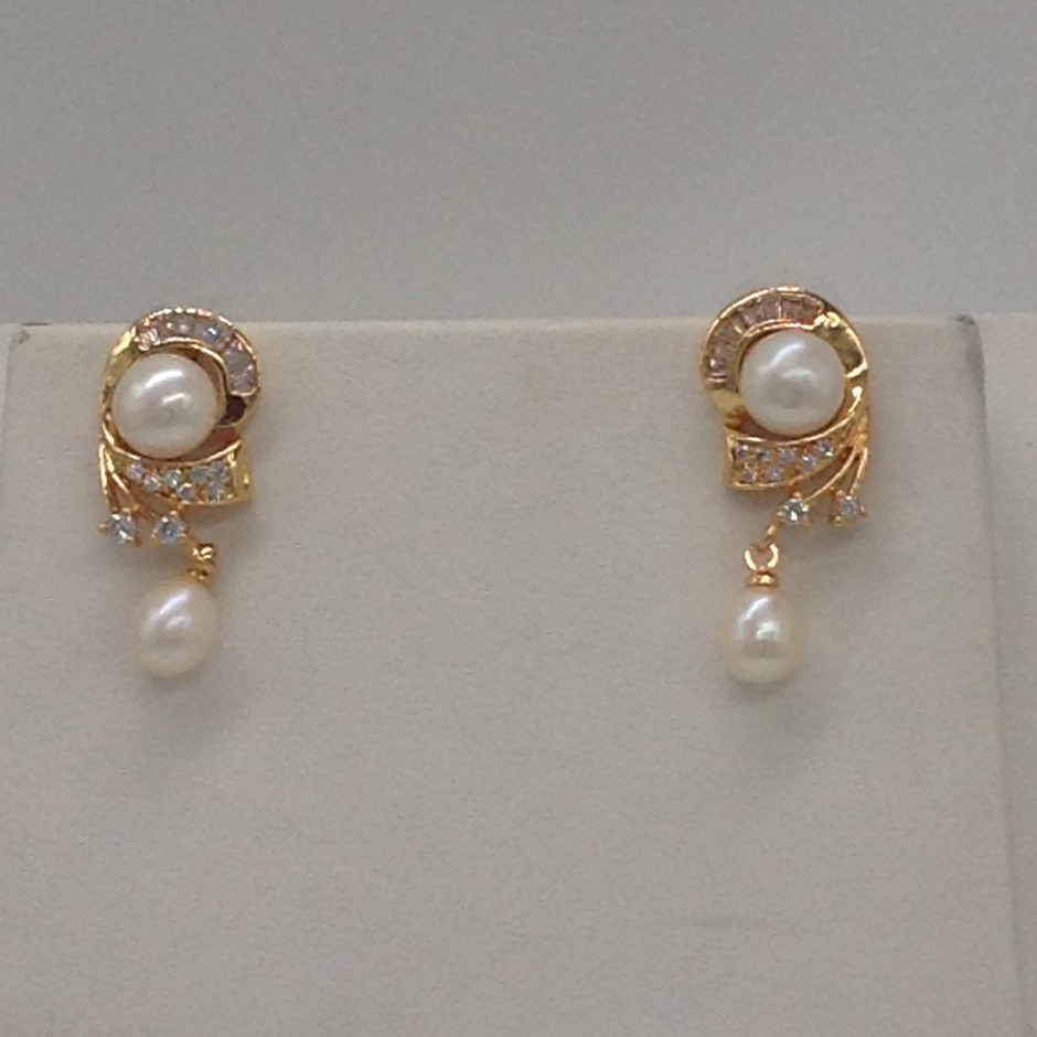 White cz and pearls pendent set with 1 line button mala jps0397