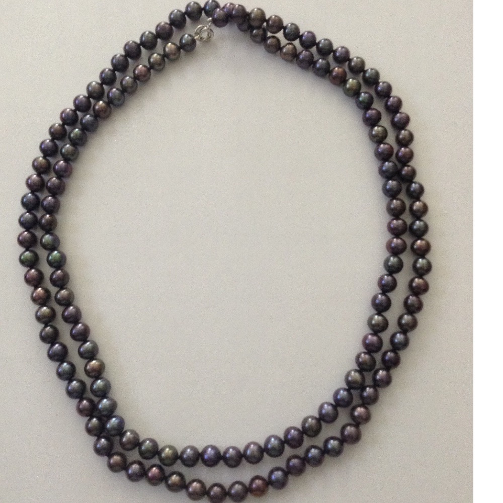 Freshwater Black Round Pearls Long Knotted Mala JPM0269