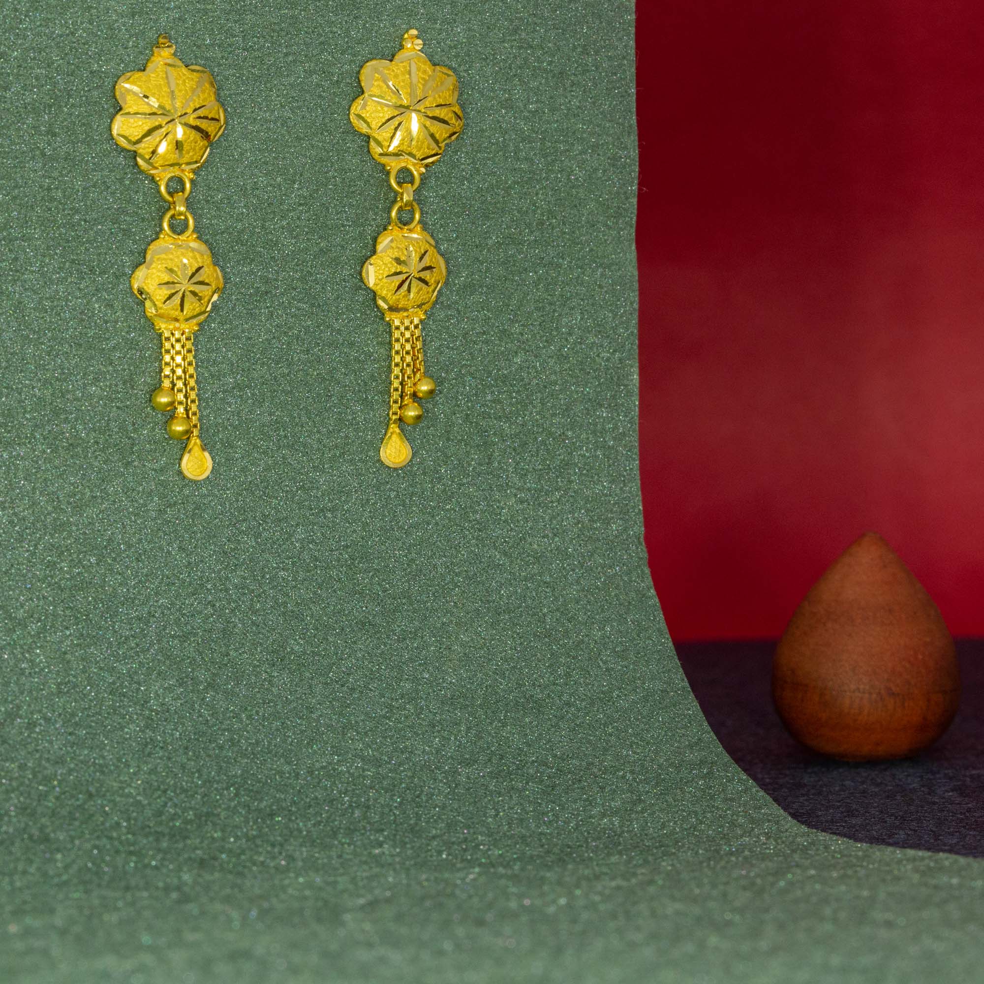 Enticing Sui Dhaga 3 Layer Gold Drop Earrings