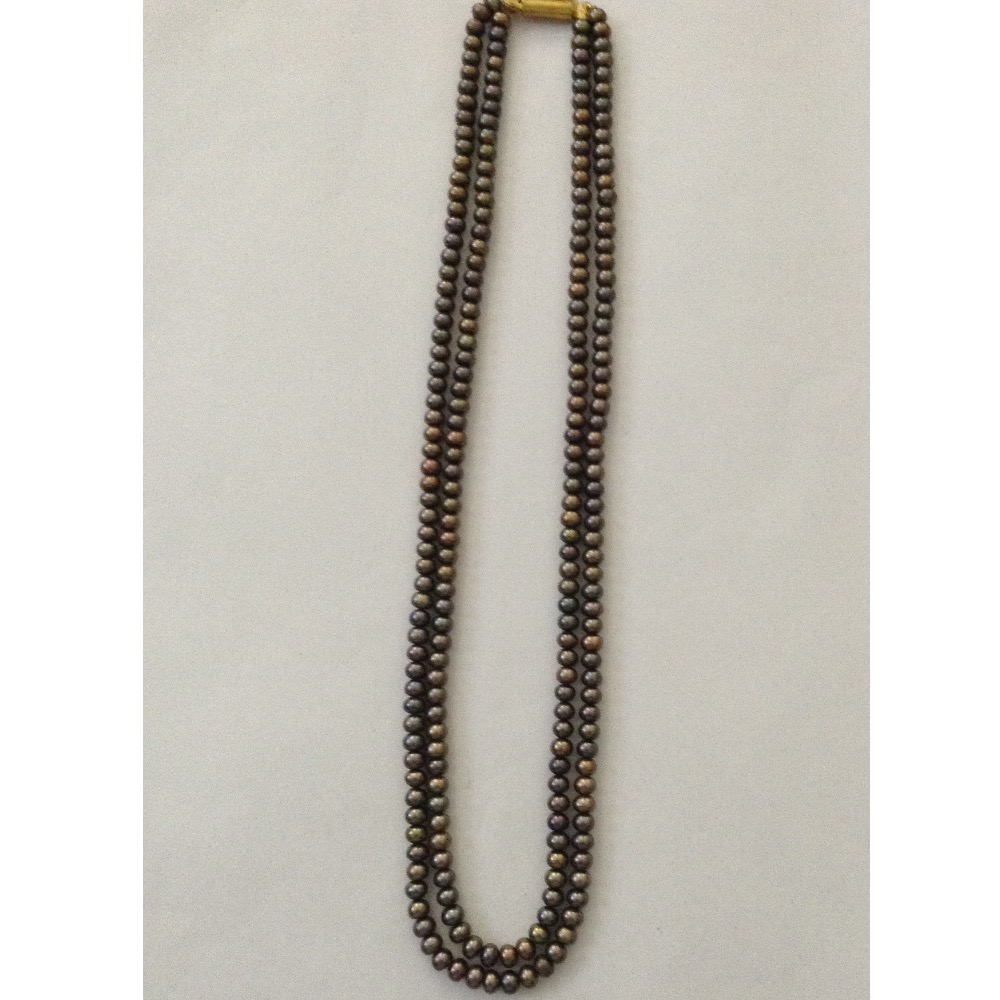 Freshwater brown flat pearls necklace 2 layers JPM0055