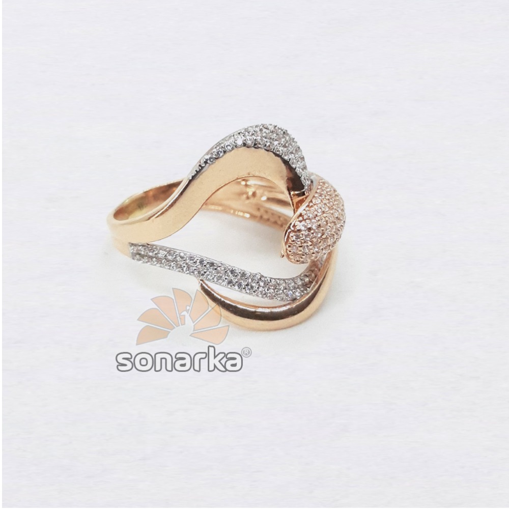 18k Designer CZ Rose Gold Ring SK - R002