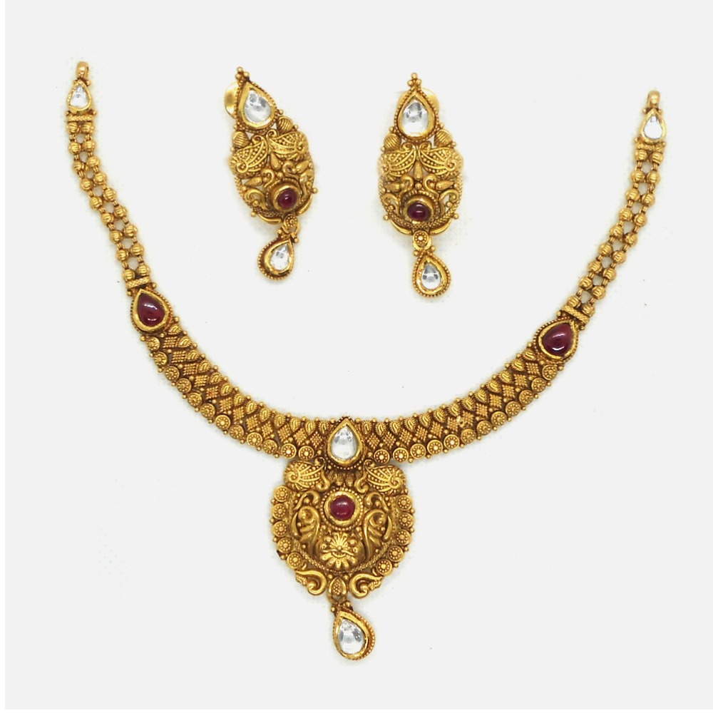 916 Gold Antique Bridal Necklace Set RHJ-4411