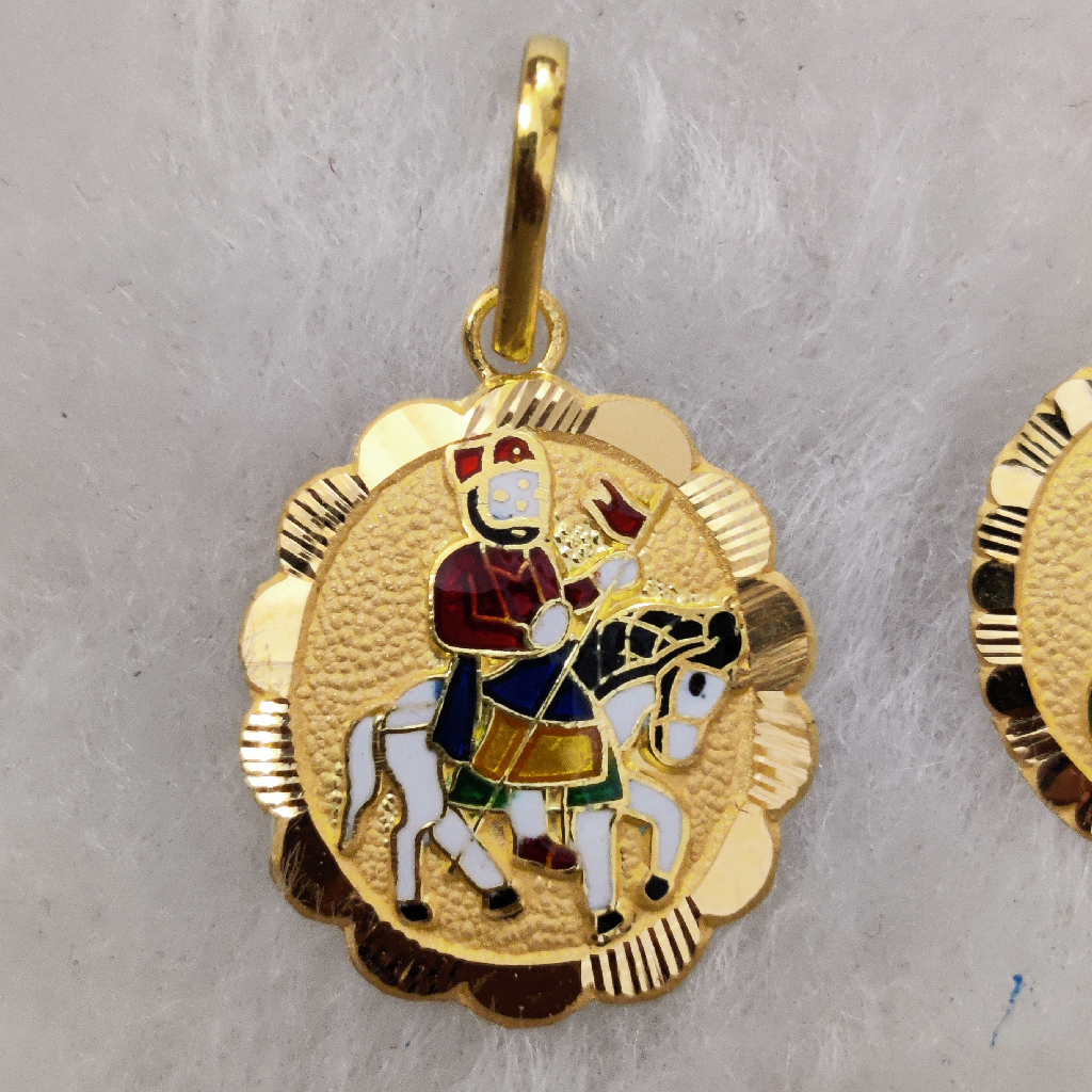 916 Gold Ramdev Pir Minakari Pendant