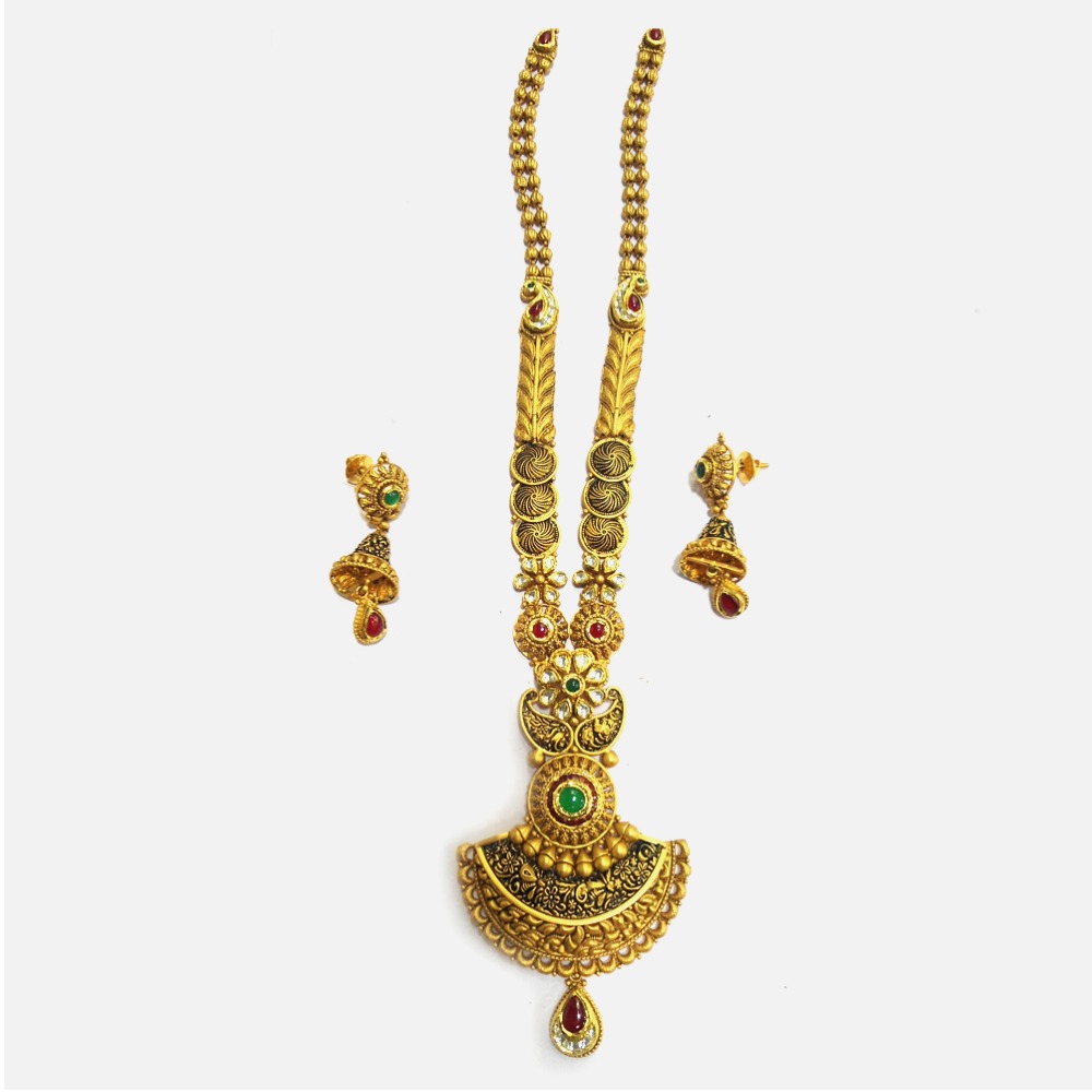 916 Gold Antique Bridal Long Necklace Set RHJ-4991