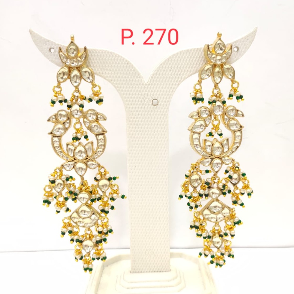 Flower style kundan work antique design earrings 1555