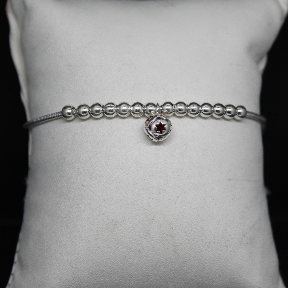 925 sterling silver red stone kada bracelet for ladies
