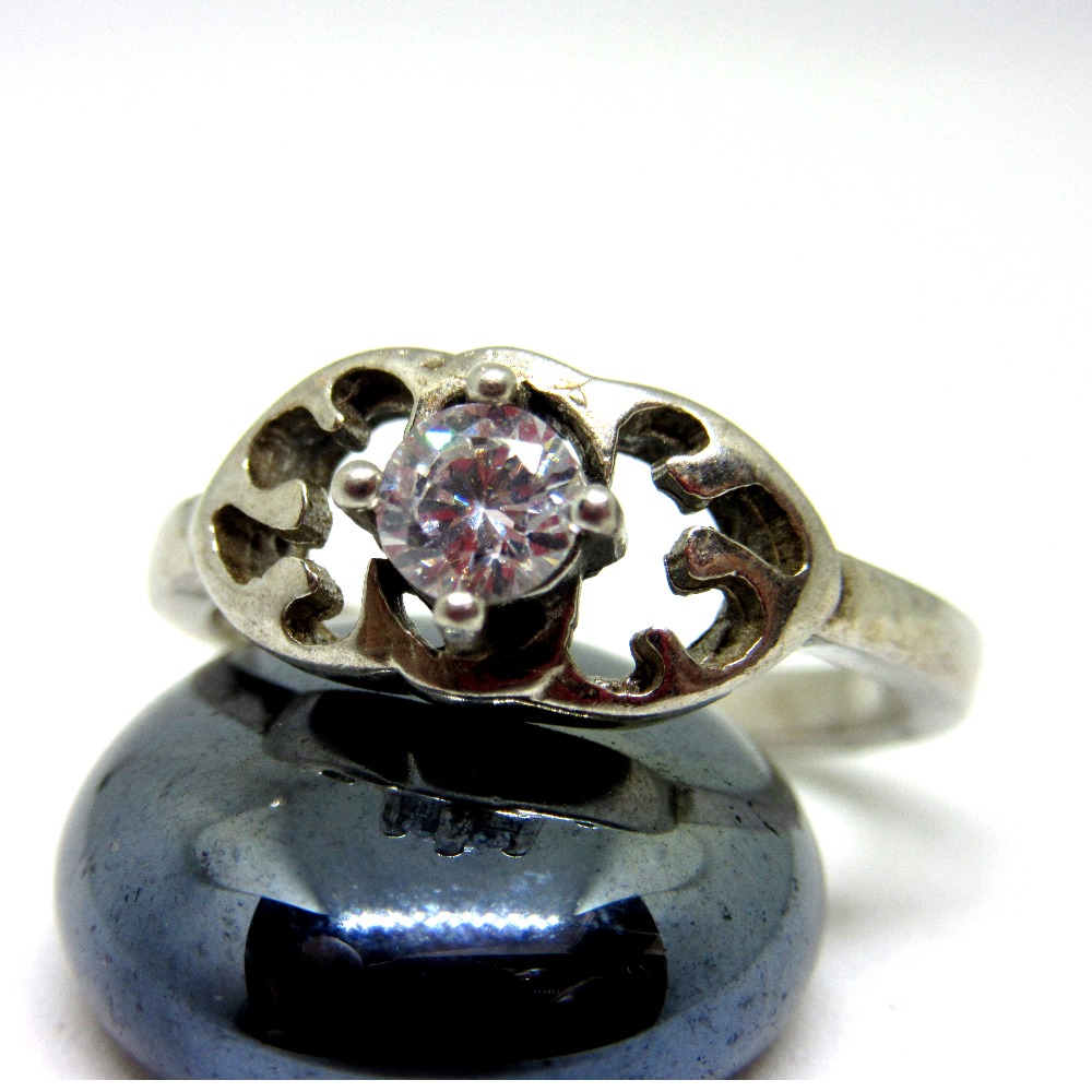 925 silver single stone ring sr925-45