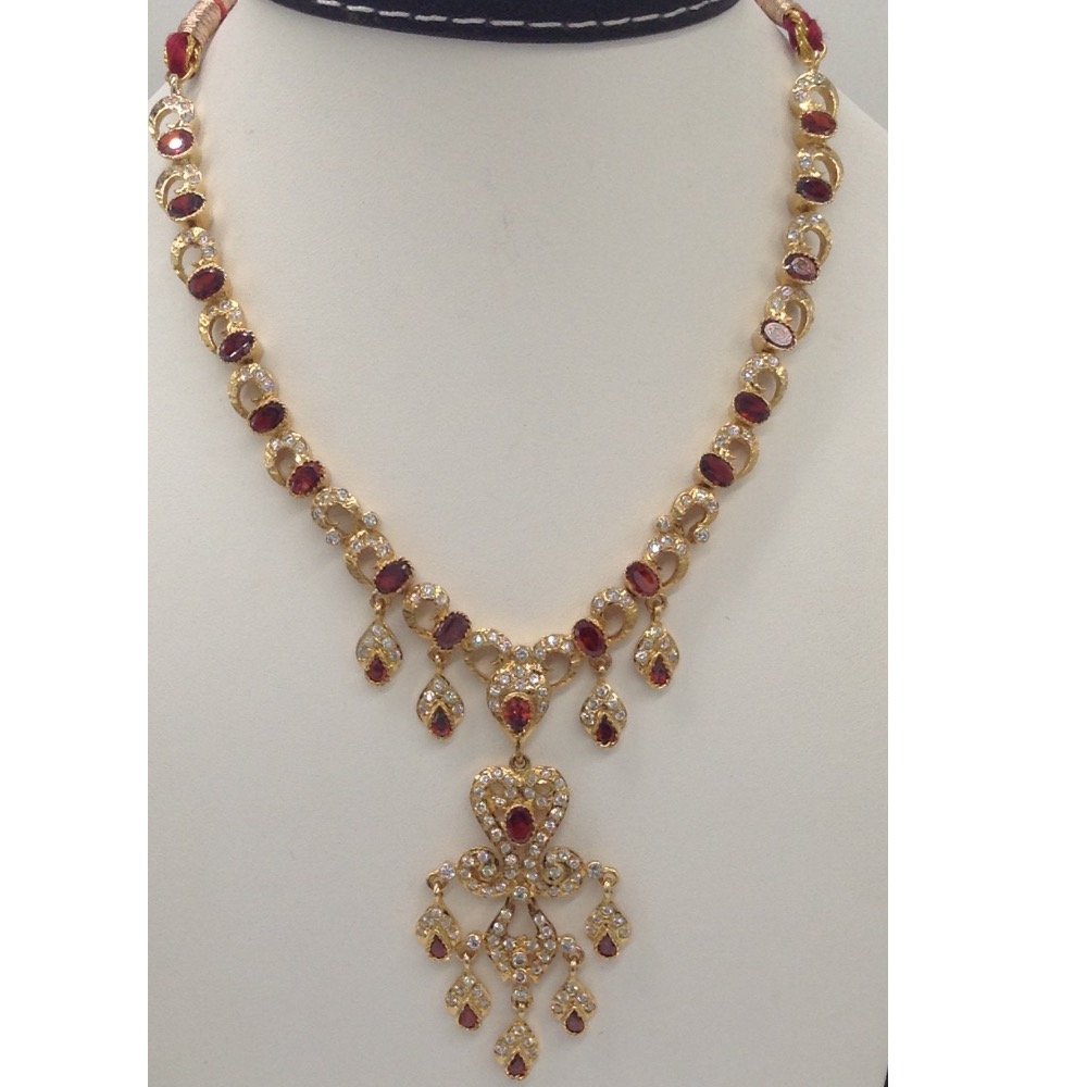 White And Brown CZ Stones Necklace Set JNC0041