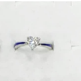 Silver Heart Single Stone Design Ring 