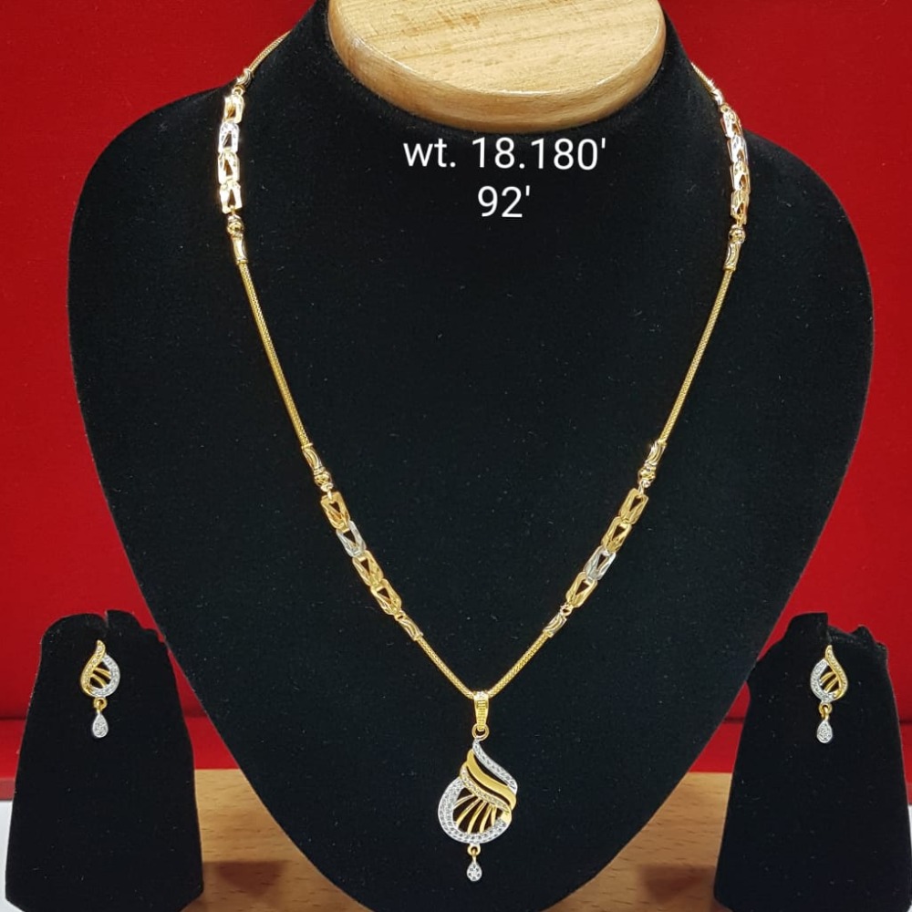 916 gold cz diamond design Necklace set