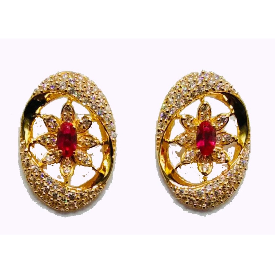 916 gold floral ruby stone cz tops