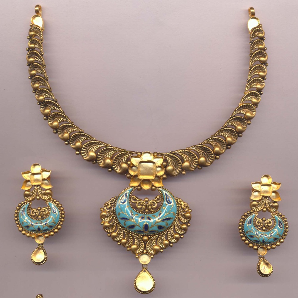 916 Gold Hallmark Antique Khokha Necklace Set