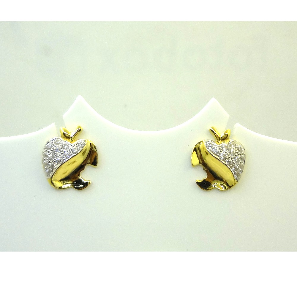 916 gold cz diamond apple shape stylish earrings