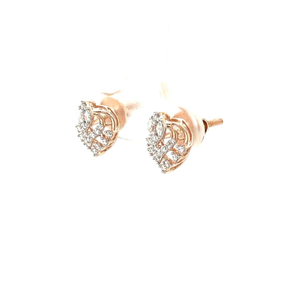 Rose Gold Diamond Marquise Cluster Heart Earrings