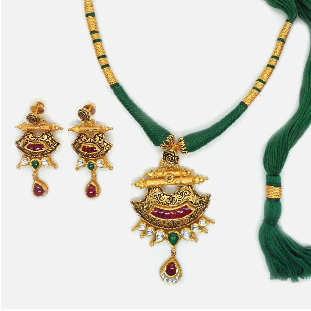 916 Gold Antique Bridal Necklace Set RHJ-4345
